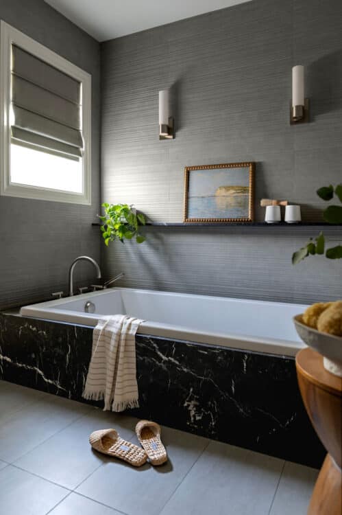 Marble Tub With Tiled Walls